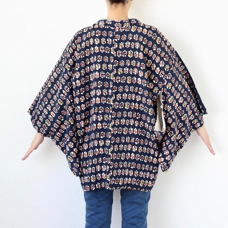 Japanese silk haori, kimono jacket, authentic kimono, Japanese vintage /3576 - Women's Casual & Functional Jackets - Silk Blue