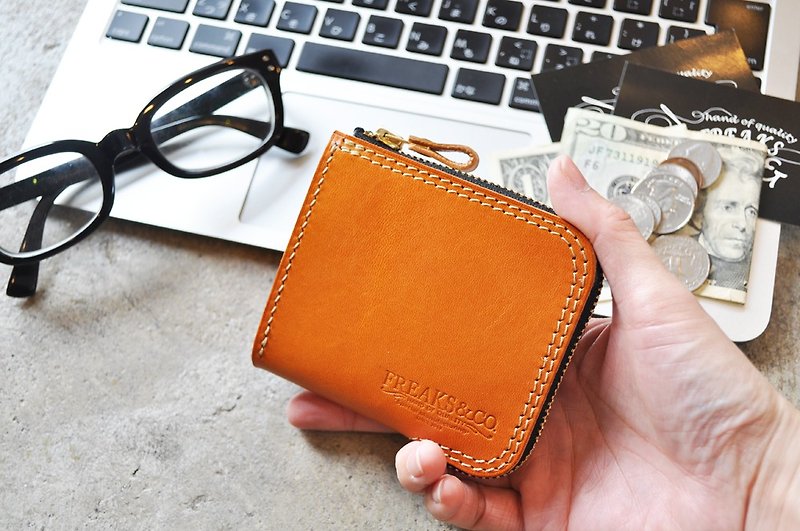 Square pocket wallet Tochigi leather camel - กระเป๋าสตางค์ - หนังแท้ สีนำ้ตาล