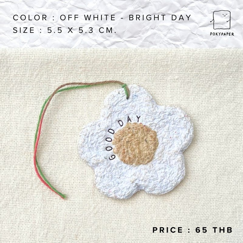 แท็ก/การ์ด รูปทรงดอกไม้ Off white - Bright day - อื่นๆ - กระดาษ 