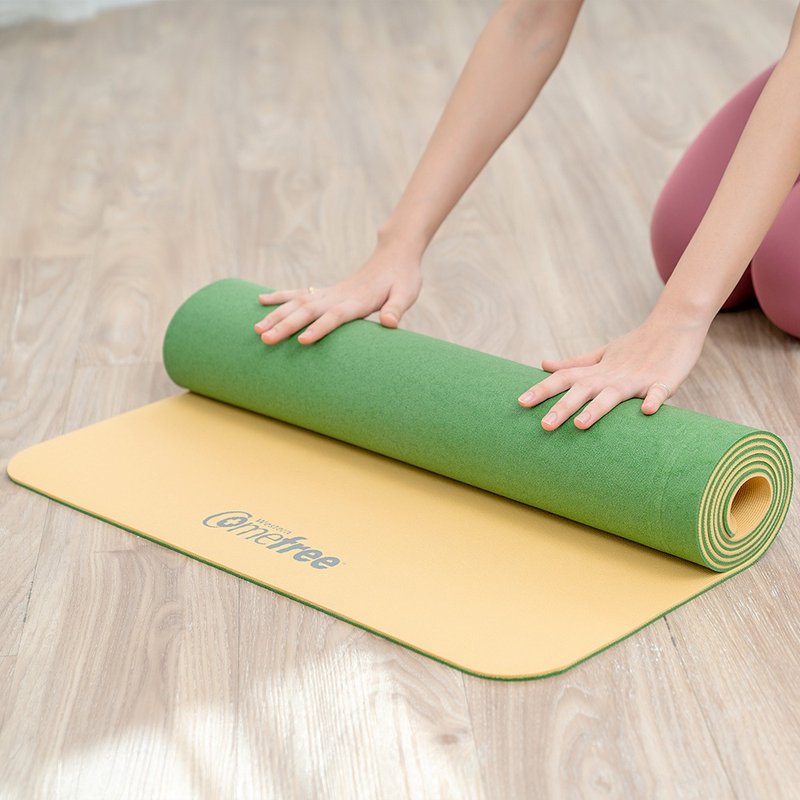 Comefree Two-color Yoga Stretch Mat-Mustard/Grass Green - Yoga Mats - Waterproof Material Multicolor