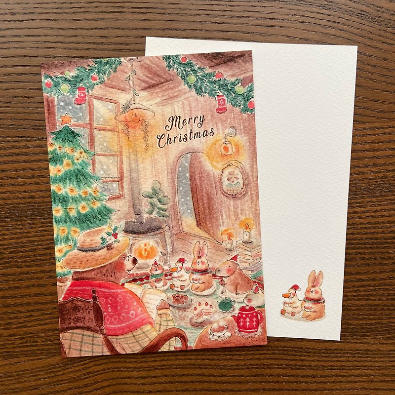 聖誕明信片 - 梅瑟爾夫人的耶誕派對 - 心意卡/卡片 - 紙 咖啡色