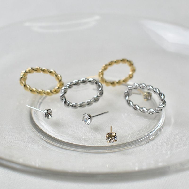 Oval twist earrings set - Earrings & Clip-ons - Aluminum Alloy Multicolor