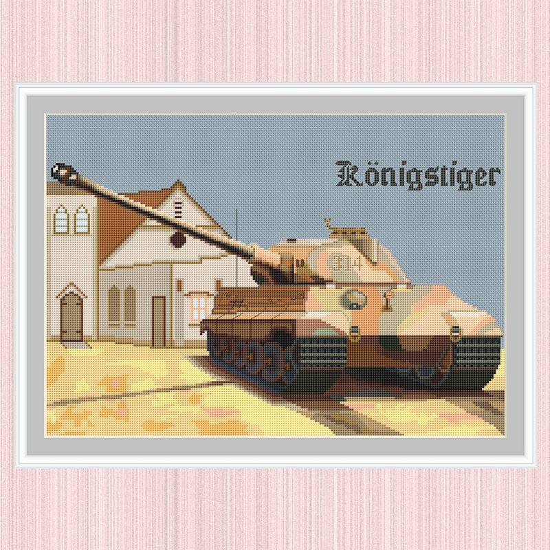 King Tiger Cross Stitch Pattern | Royal Tiger | Heavy Tank Tiger II 十字繡圖案 | - 手工藝教學/工具書 - 其他材質 