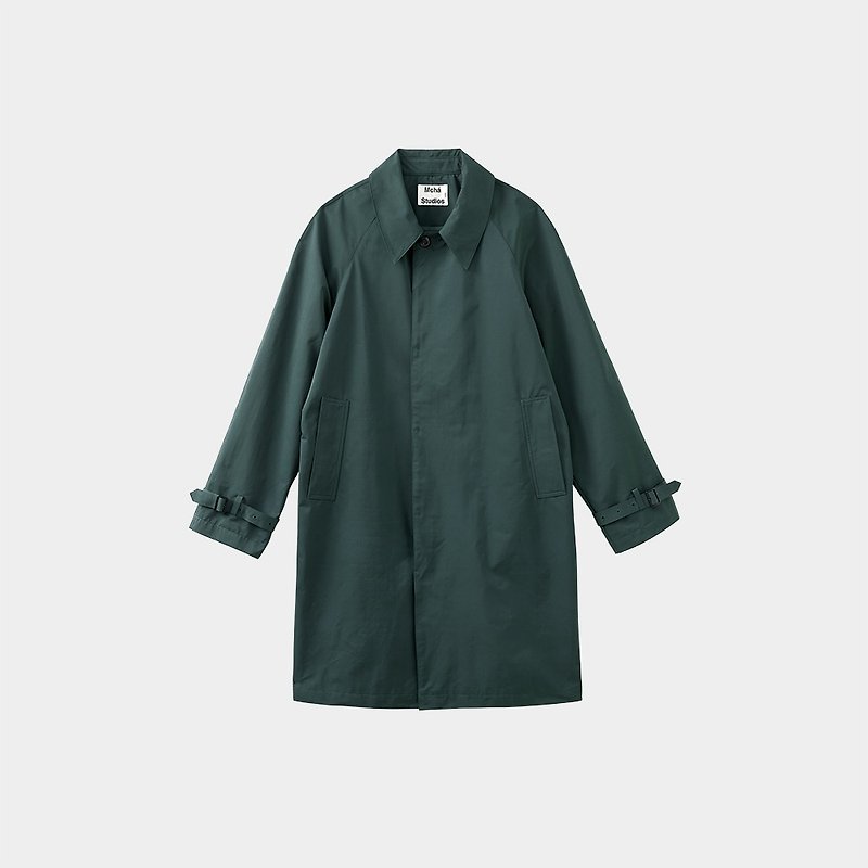 Wind and Water Repellent Lightweight Raglan Sleeve Trench Coat - เสื้อสูท/เสื้อคลุมยาว - วัสดุอื่นๆ สีเขียว