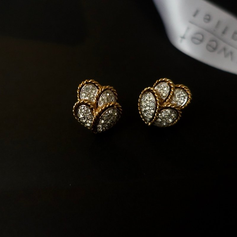 American Antique Trifari Clip-on Rhinestone Earrings - Earrings & Clip-ons - Other Metals Gold