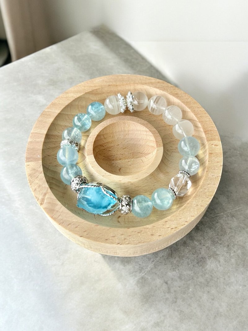 [Iceberg Sapphire Original Mine Magic Box Model] Enhance Inspiration|Aquamarine|Thousand Layer White Ghost|White Crystal - Bracelets - Crystal Blue