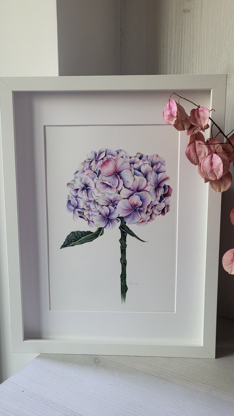 Hand-painted classical hydrangea frame decoration - ของวางตกแต่ง - กระดาษ 