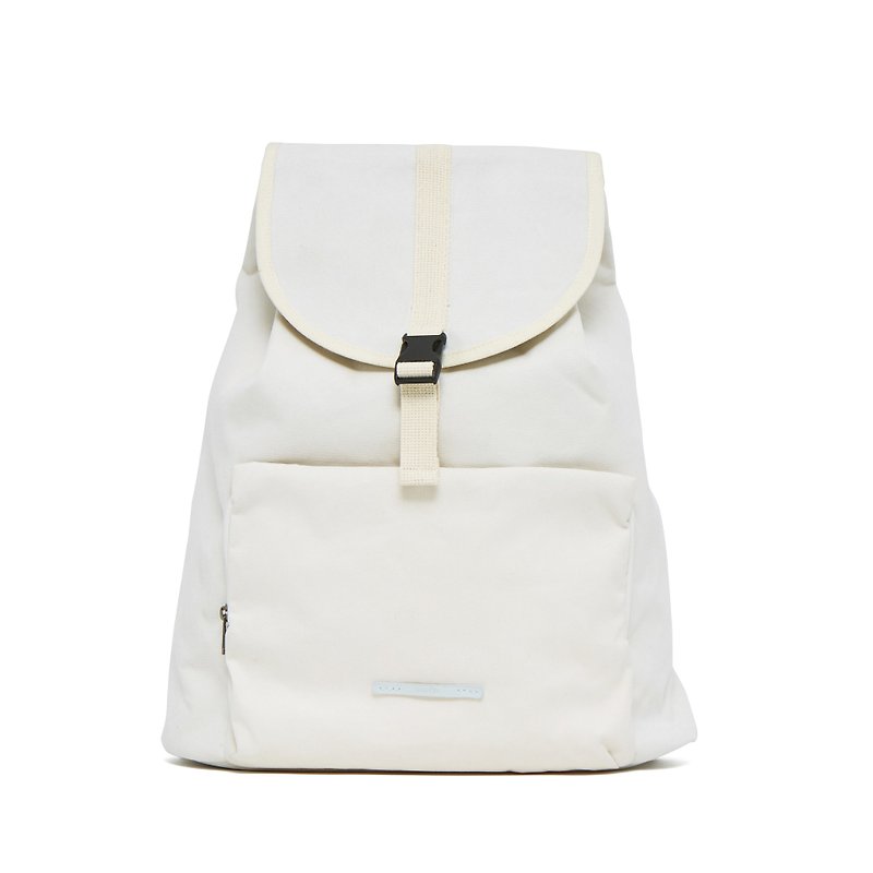 Roaming Series-15吋Simplified Constraint Rear Backpack-Bright White-RBP231WH - Backpacks - Cotton & Hemp White