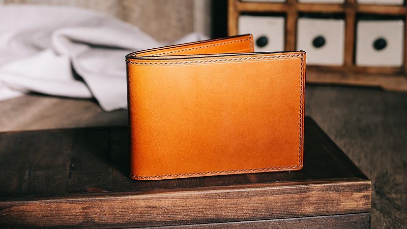 Leather Wallet - Buttero - กระเป๋าสตางค์ - หนังแท้ สีส้ม