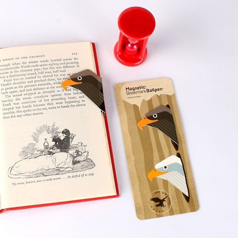 グループへの鳥bookfriends-マグネットブックマークペン2  - イーグル、BZC24562B - 油性・ゲルインクボールペン - 紙 グレー