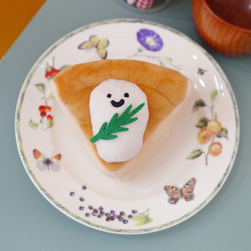 雨過山原創奶酪巴斯克毛絨耳機包掛件可愛甜品零錢收納包 - 鑰匙圈/鑰匙包 - 其他材質 