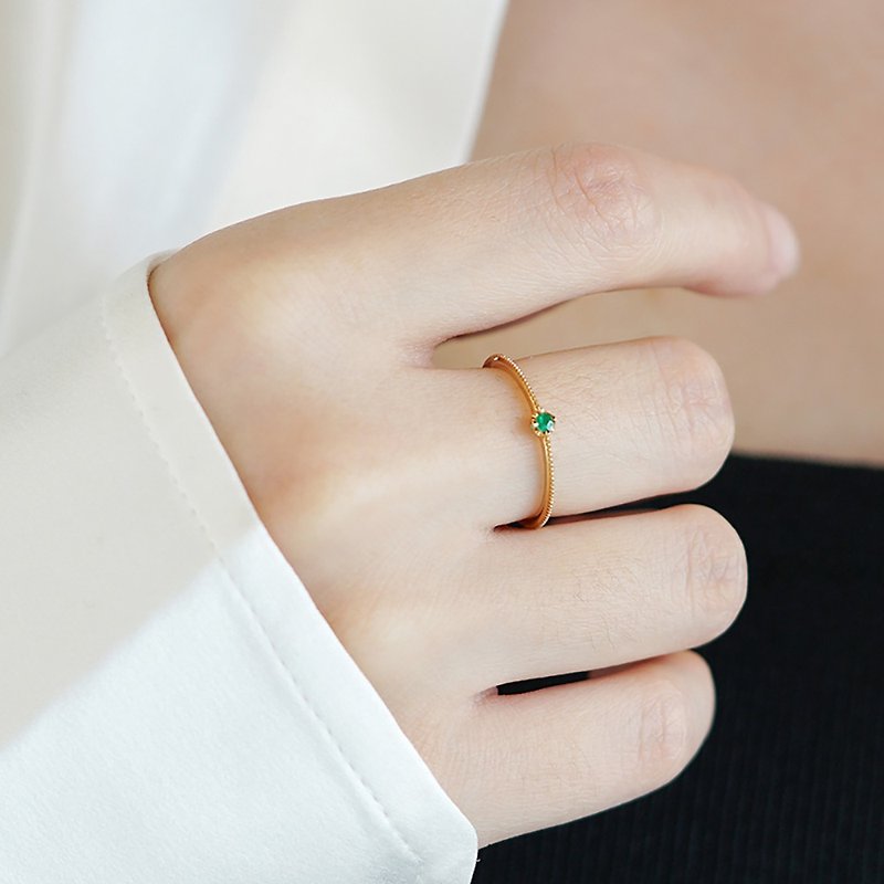 VISHI color treasure 9K gold ring 14k18k gold inlaid emerald red sapphire simple and versatile ladies gift - General Rings - Precious Metals 