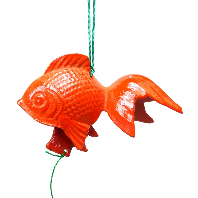 Nanbu Tekki Japanese cast iron Wind Chime parent and child goldfish - ของวางตกแต่ง - โลหะ สีแดง