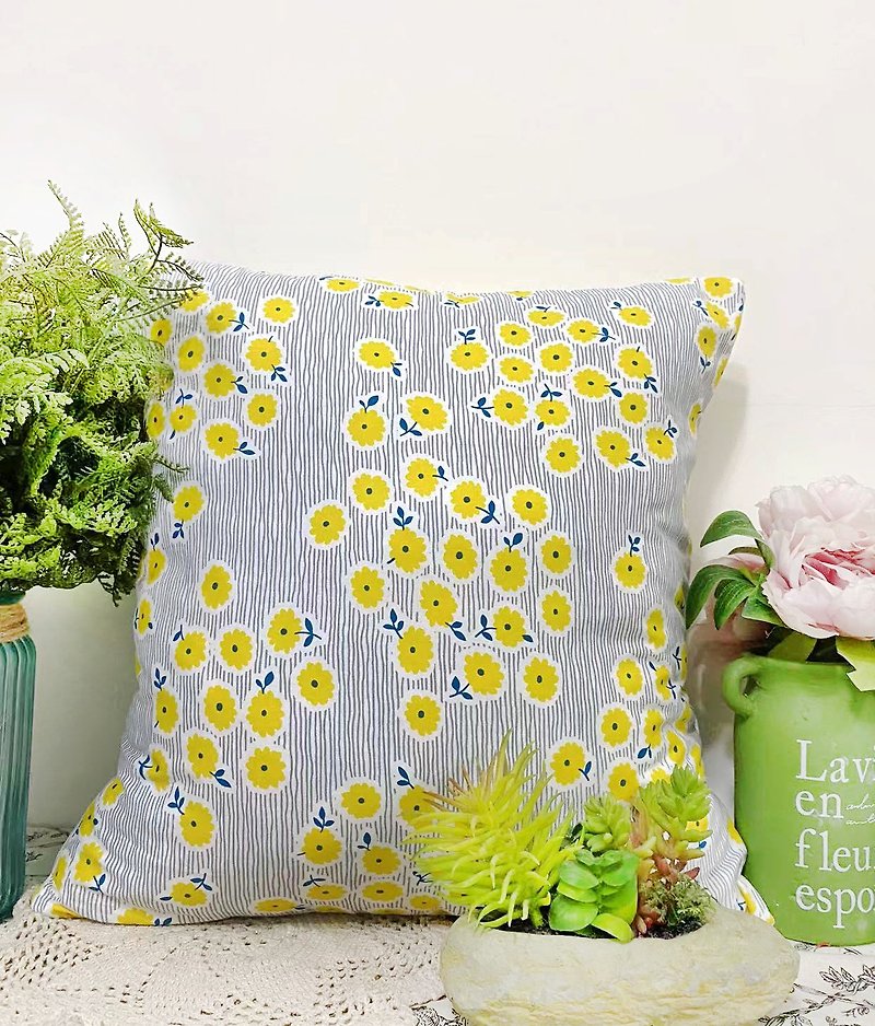 Nordic Simple Yellow Flower Pattern Pillow Pillow Pillow Cushion Pillowcase - Pillows & Cushions - Cotton & Hemp 