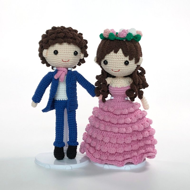 客製結婚公仔  婚禮娃娃 結婚禮物 婚禮擺設 婚禮裝飾 (自選顏色) - 裝飾/擺設  - 聚酯纖維 粉紅色