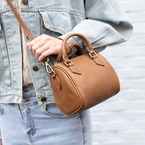 Genuine leather mini classic Boston bag-234025ht - Shop