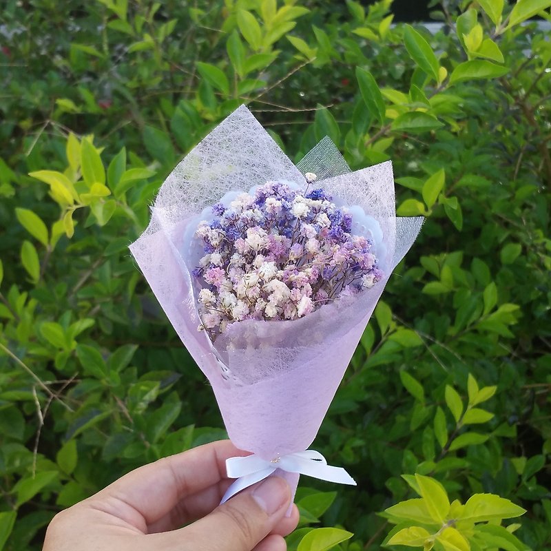 Mini Dry Bouquet-Gypsophila Wedding Small Birthday Gift - ช่อดอกไม้แห้ง - พืช/ดอกไม้ สีม่วง