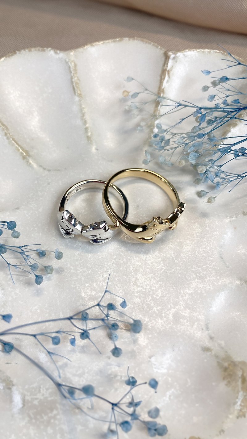 kissing cats ring / silver295 - แหวนทั่วไป - โลหะ สีทอง