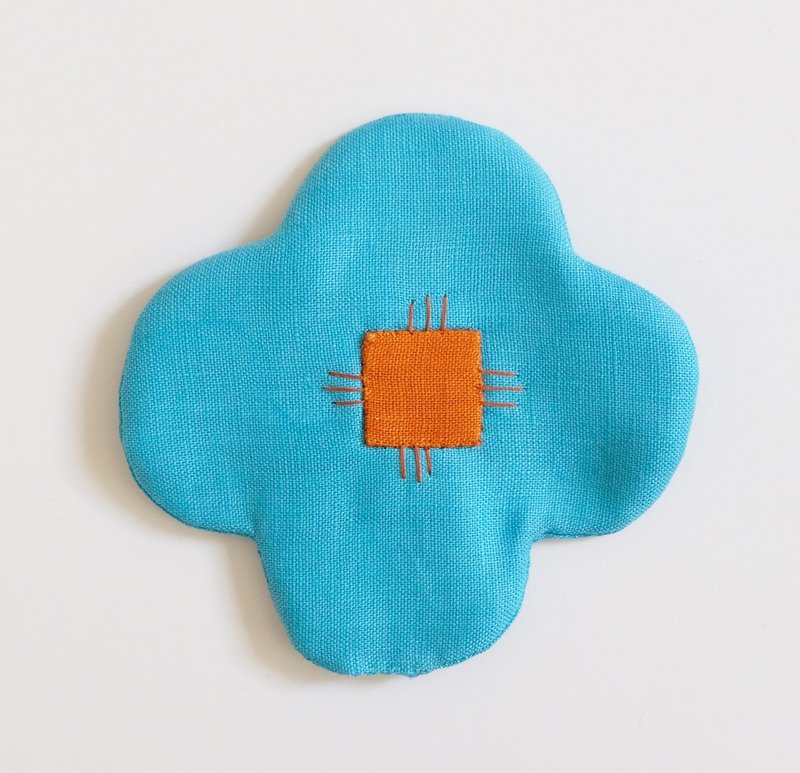 Flower lover shaped coaster / Baby Bloom Coaster - Sky color - Coasters - Cotton & Hemp Multicolor