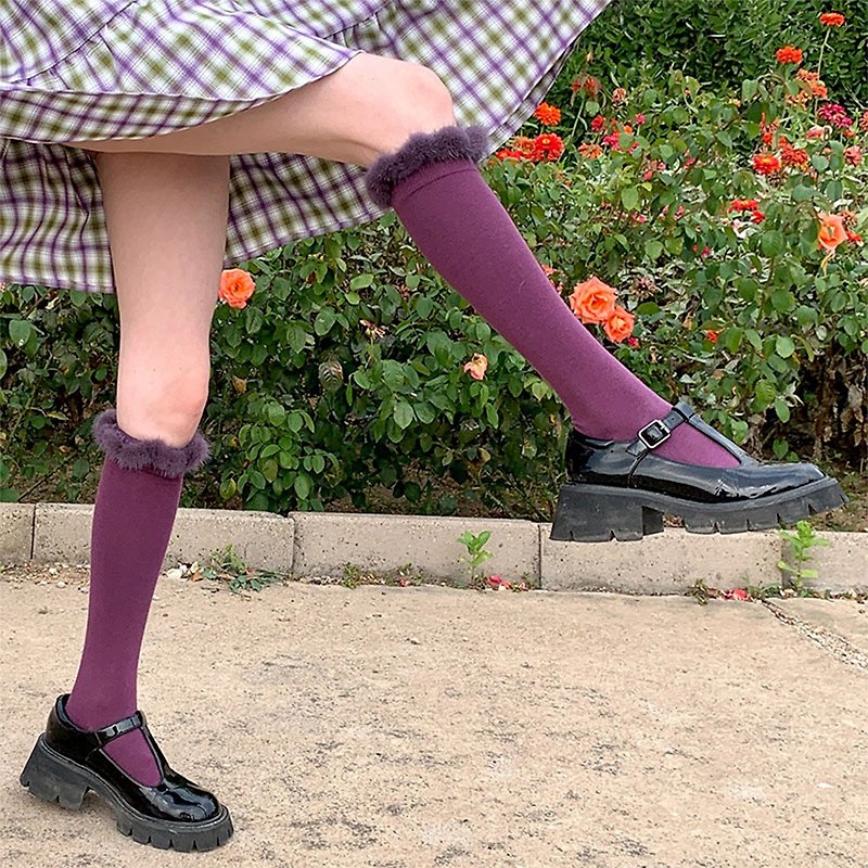 Sauce Grape Purple Plum Plush Knee Socks