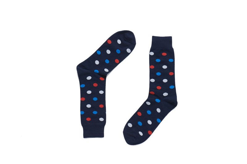 Polka dot 大波卡圓點紳士襪 跳色深藍 - 襪子 - 棉．麻 多色