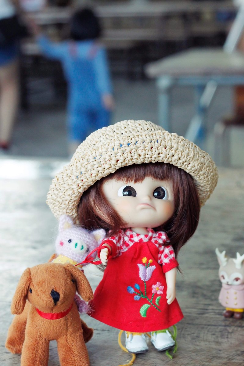 Minimuichan (MMC) sister, Neo Blythe cloth can wear size hand-woven paper cap - Hats & Caps - Paper Orange