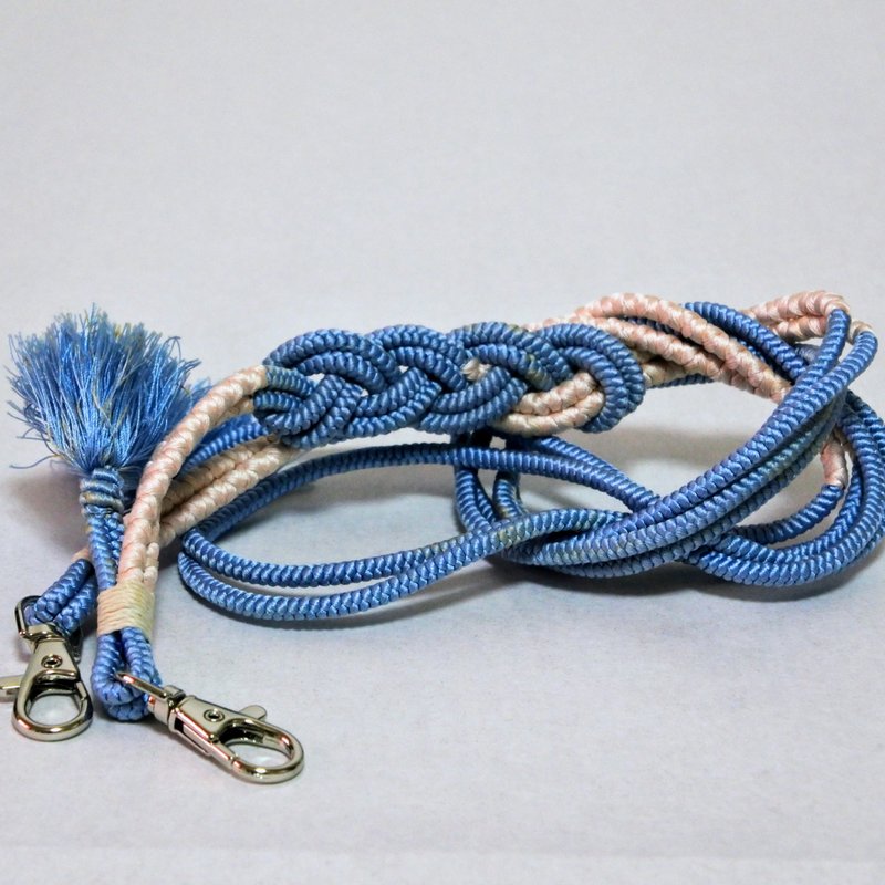 Kimono Remake: Smartphone Shoulder Strap Made from Obi-jime - Lanyards & Straps - Silk Blue