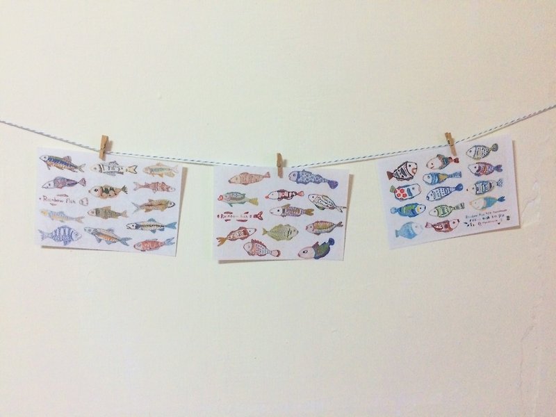 刺繍のスタイルの魚 - ステッカー - シール - 紙 