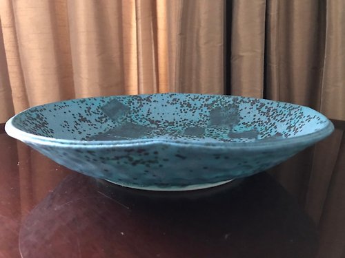 獨創堂 靛藍青彩釉面陶圓盤碗 陶器 碗盤器皿 點心盤 前菜盤 餐盤