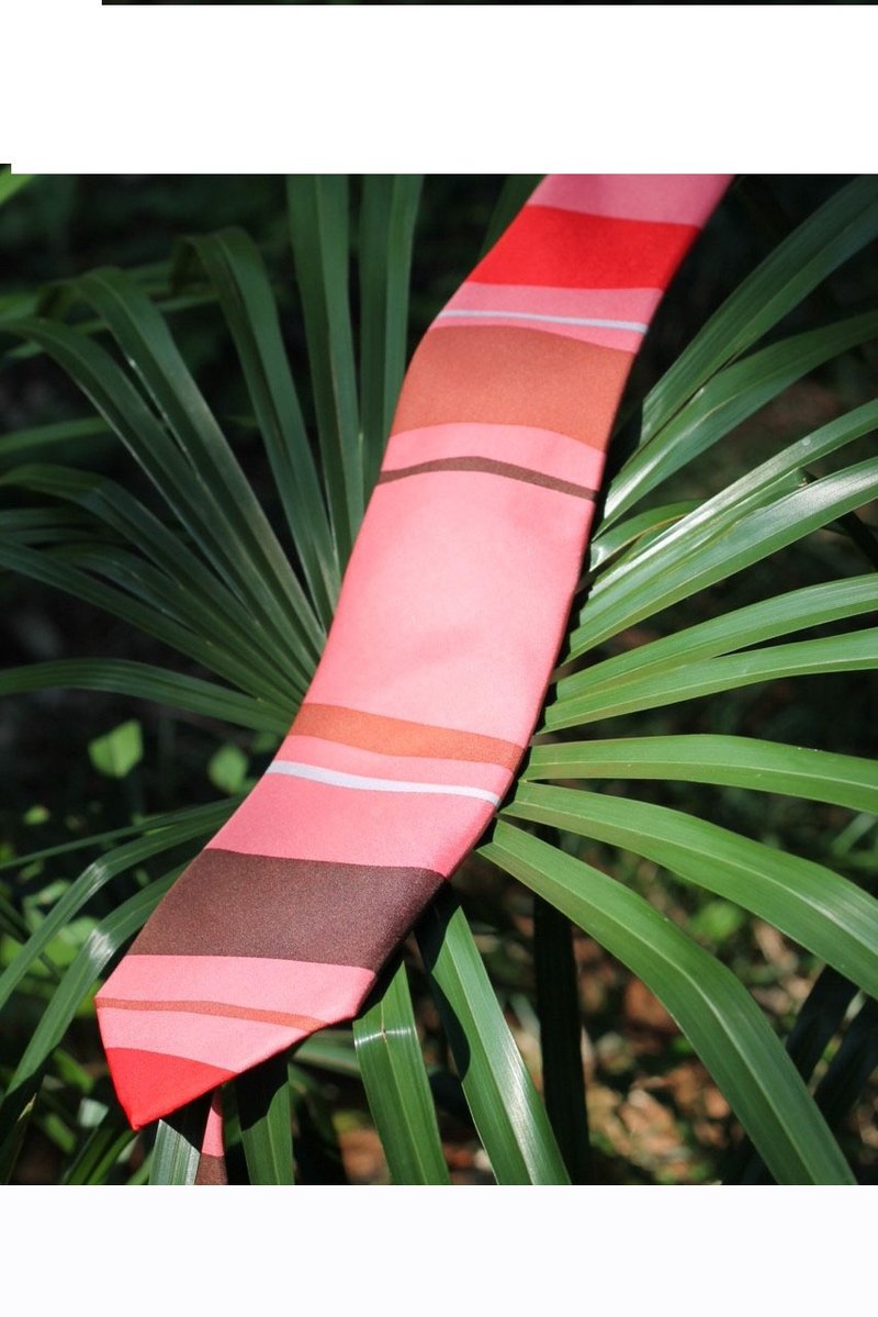 Silk Necktie, stripes, bold colors - เนคไท/ที่หนีบเนคไท - ผ้าไหม สึชมพู