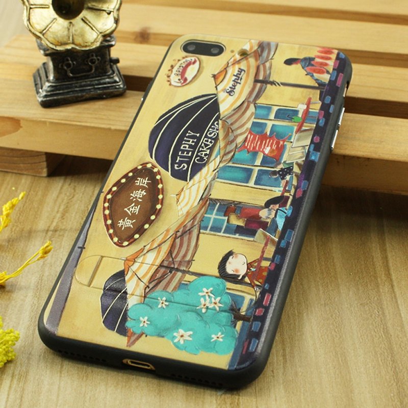 Hong Kong Gold Port iPhone Embossed Three-dimensional Mobile Phone Case with Invisible Bracket _ Comes with Mobile Phone Wallpaper - Phone Cases - Plastic 