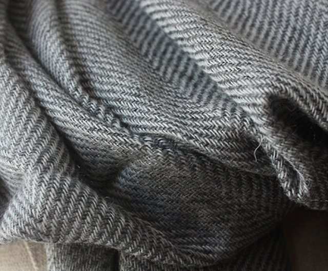 Classic Cashmere Cashmere Scarf/shawl] Gray pattern hand-woven