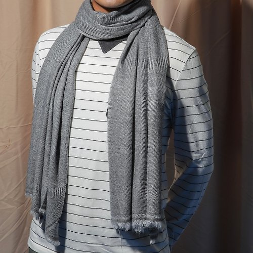 [Classic Cashmere Cashmere Scarf/shawl] Gray pattern hand-woven thick style  suitable for men and women