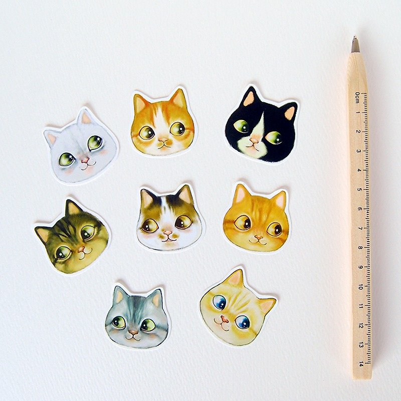 Fish cat / sticker pack / bulk bag / 8 into - สติกเกอร์ - กระดาษ หลากหลายสี