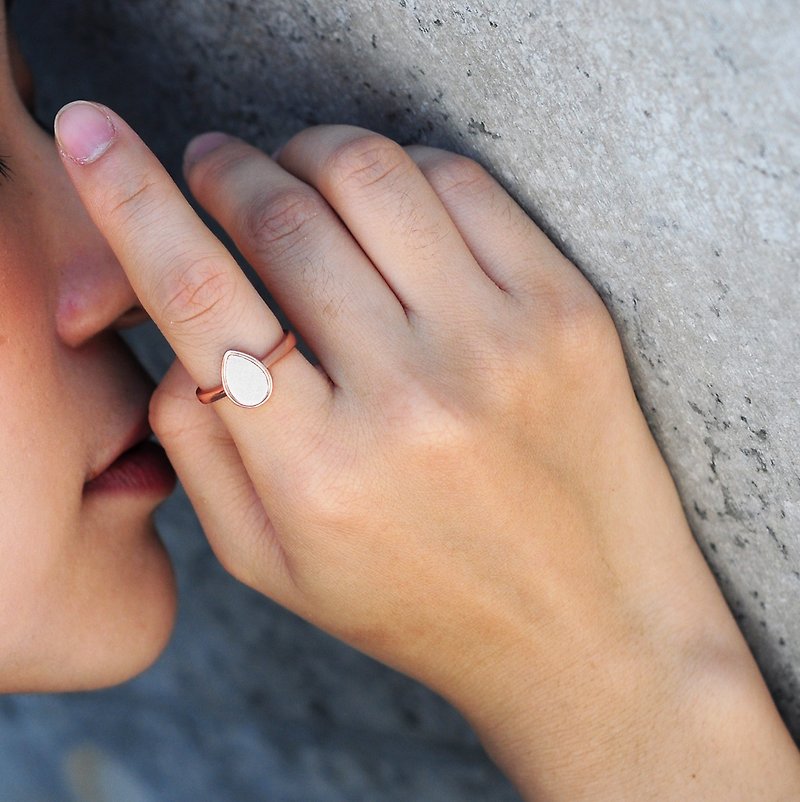 White Concrete Drop Ring (Rose Gold) | Geometric Series - General Rings - Cement White