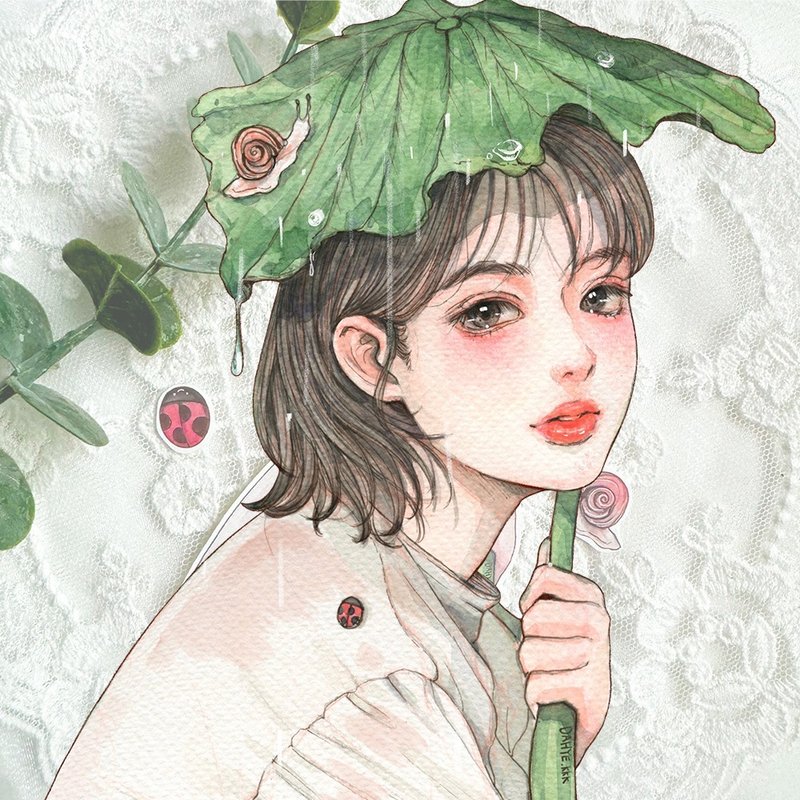 陣雨貼紙 - 貼紙 - 紙 綠色