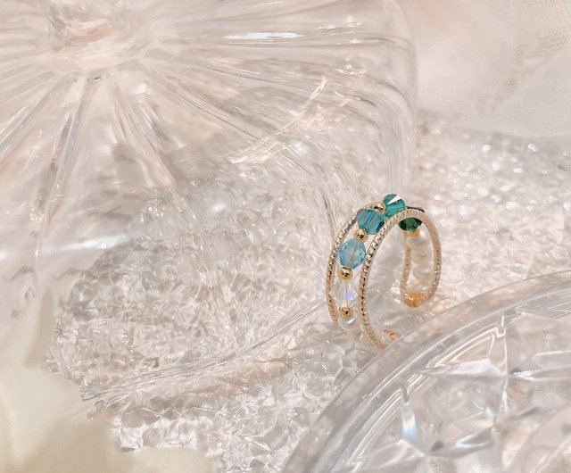 【コンビニ受取対応商品】 スワロフスキーグラデーションブルーリング - ショップ KASSIC アクセサリー