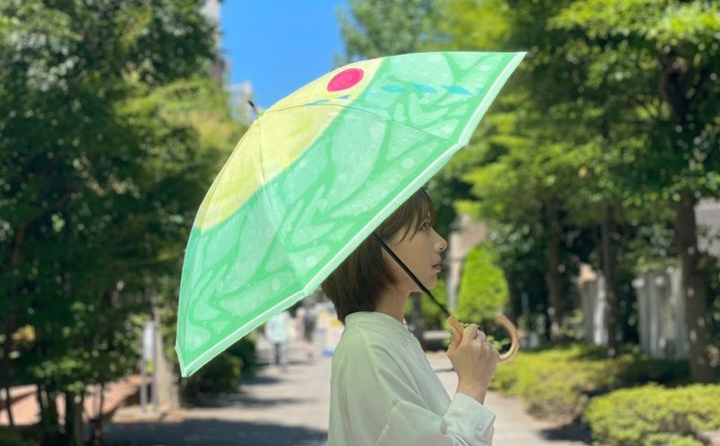 クリームソーダの日傘 - 雨傘/雨衣 - 棉．麻 綠色