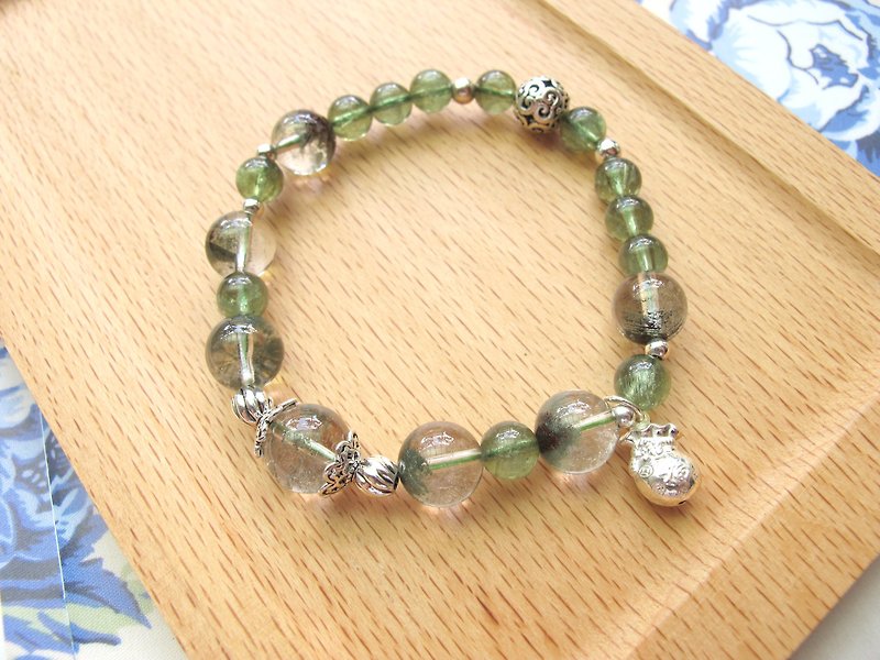 [Jia-yun's exclusive store] Green Ghost x Green Phosphorus x 925 Silver - Bracelets - Crystal Green