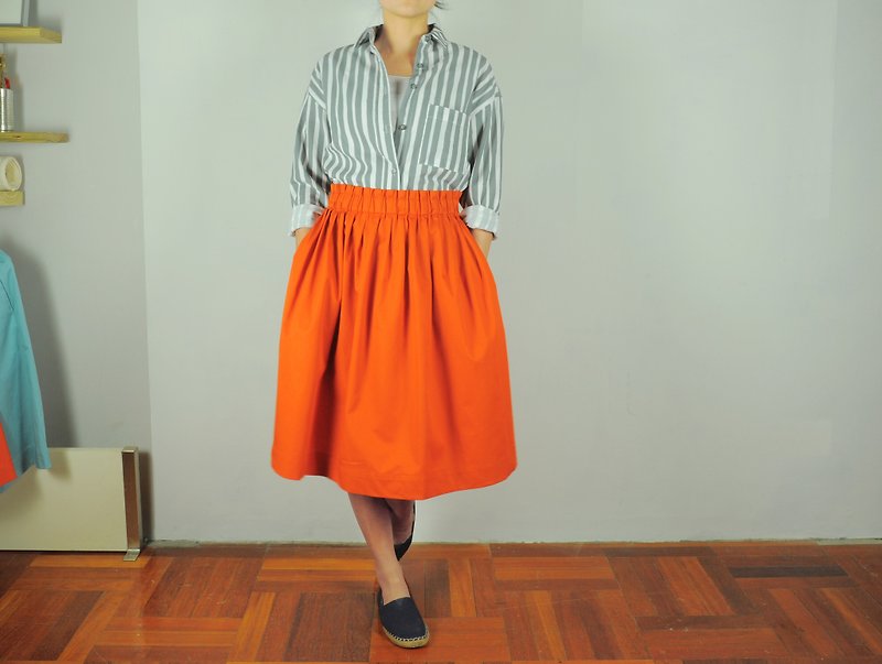 jainjain Variety skirt / pleated skirt / orange / Free Size - กระโปรง - กระดาษ สีแดง