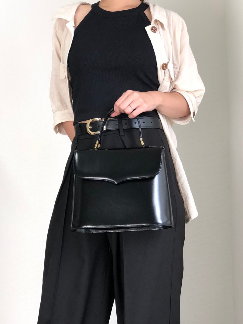 【 日本直送　名牌中古包 】Yves Saint Laurent イヴ・サンローラン ハンドバッグ ブラック レザー トップハンドル fhj5dh - 手提包/手提袋 - 真皮 黑色