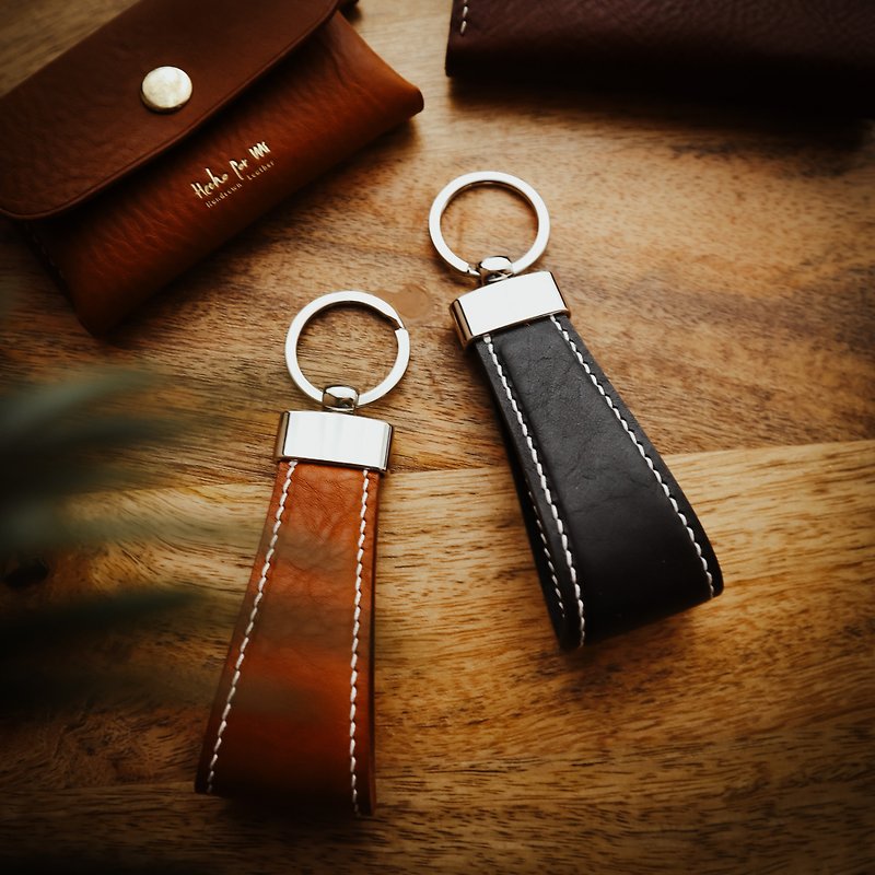 Leatherwork by me || Hand-sewn classic keychain || Genuine leather boutique keychain design handmade leather goods - ที่ห้อยกุญแจ - หนังแท้ 