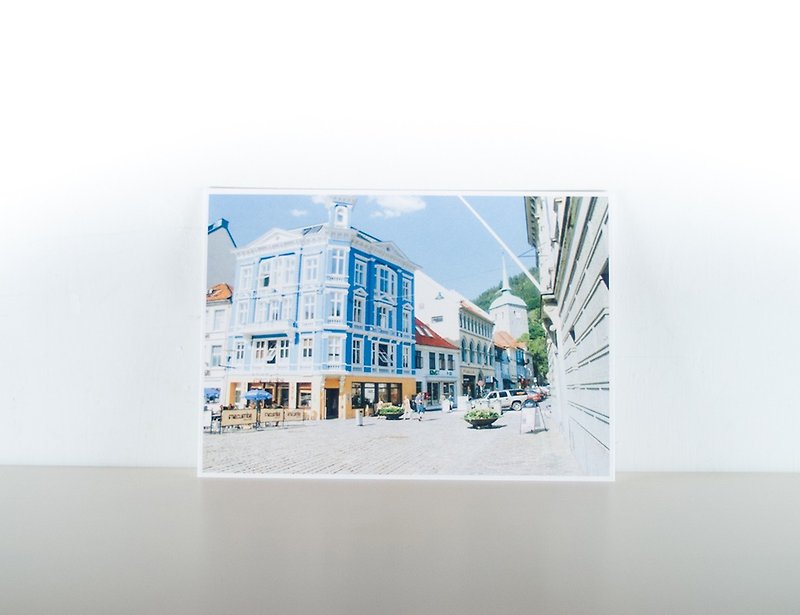 Photographic Postcard: Street View, Bergen, Hordaland, Norge - การ์ด/โปสการ์ด - กระดาษ สีน้ำเงิน