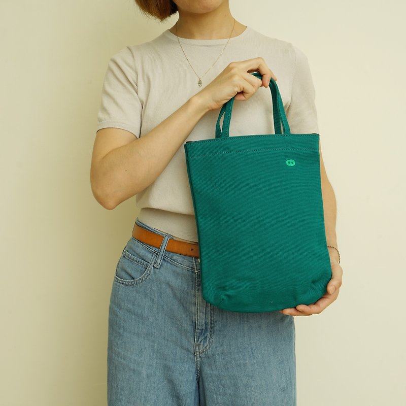 Mushroom MOGU/canvas handbag/lake green/gandan small bag - กระเป๋าถือ - ผ้าฝ้าย/ผ้าลินิน สีเขียว