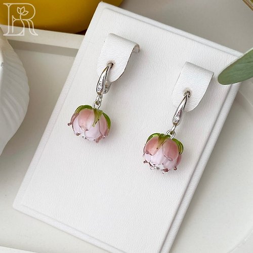 LEFIREL' Cool Unique Modern Art Rose Earrings / Rose Sterling Silver Boho Earrings