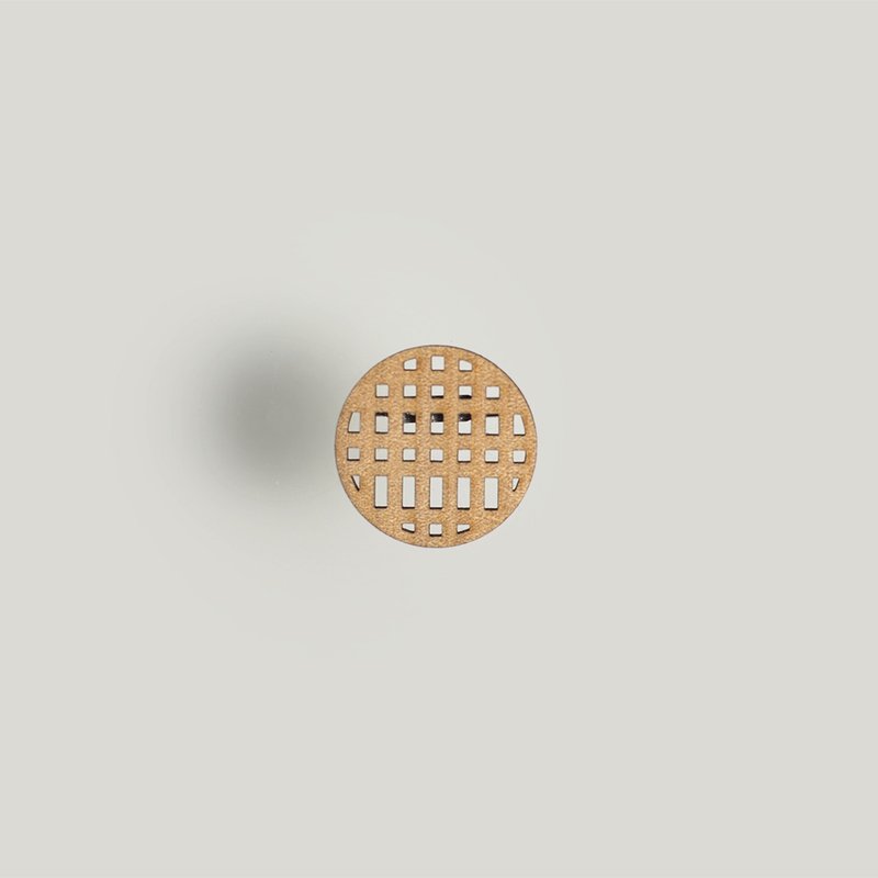 brooch waffle cirkle / ワッフルブローチ まる - 胸針 - 木頭 