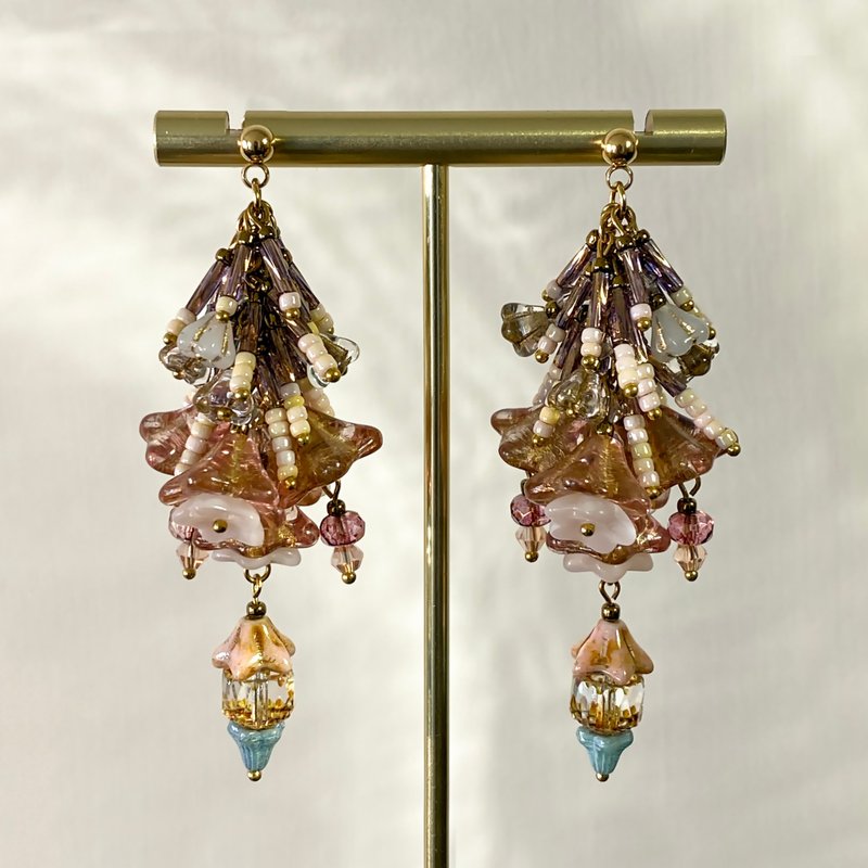 Atelier Pluton實驗序號 | PL528 - 耳環/耳夾/耳骨夾 - 玻璃 粉紅色