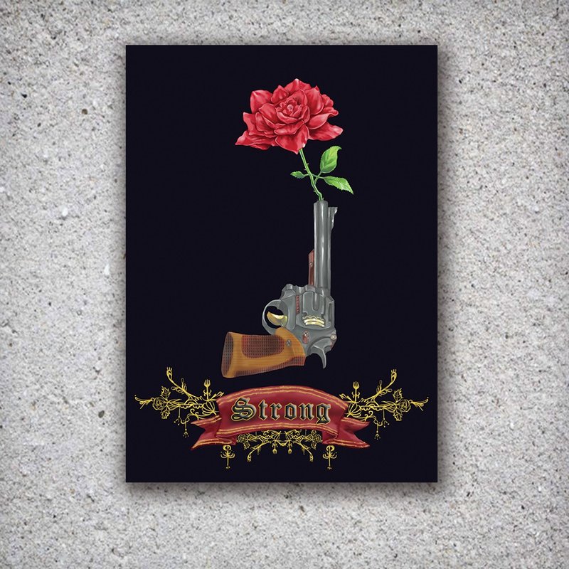 【Lucky Bag】Strong Rose Steel Rose/Postcard*Strong Strength - การ์ด/โปสการ์ด - กระดาษ สีดำ