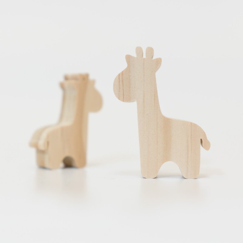 wagaZOO thick-cut building blocks grassland series-giraffe - Items for Display - Wood Khaki