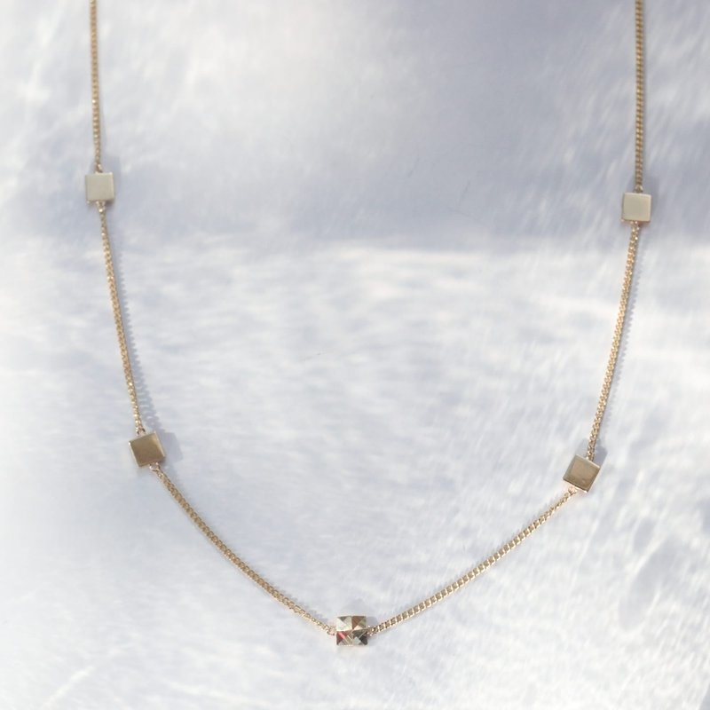 14K 方形閃亮粗羅馬項鍊 - 項鍊 - 貴金屬 金色
